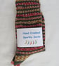 Hand-cranked Sparkly Knitted Ribbed Wool Socks Size 8 to 9 - Image 5