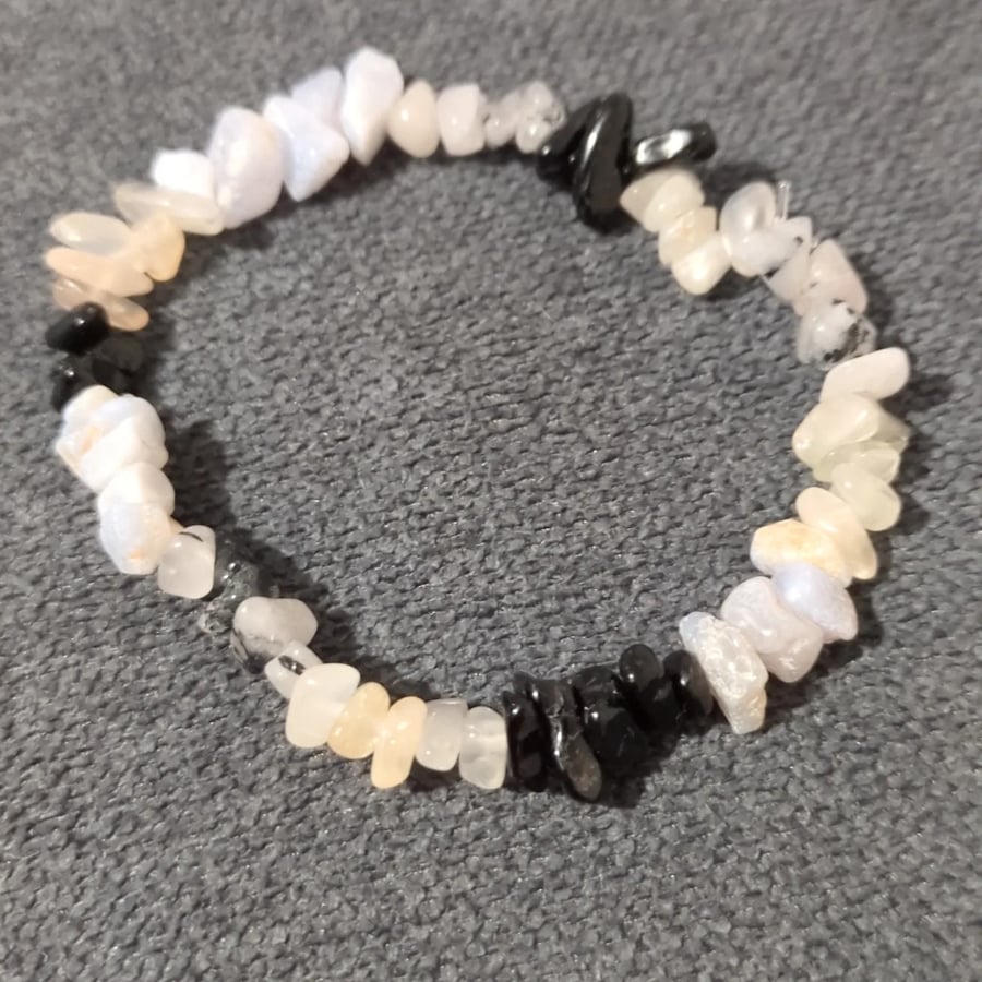 Clear stuck feelings with this moonstone and blue lace agate bracelet 