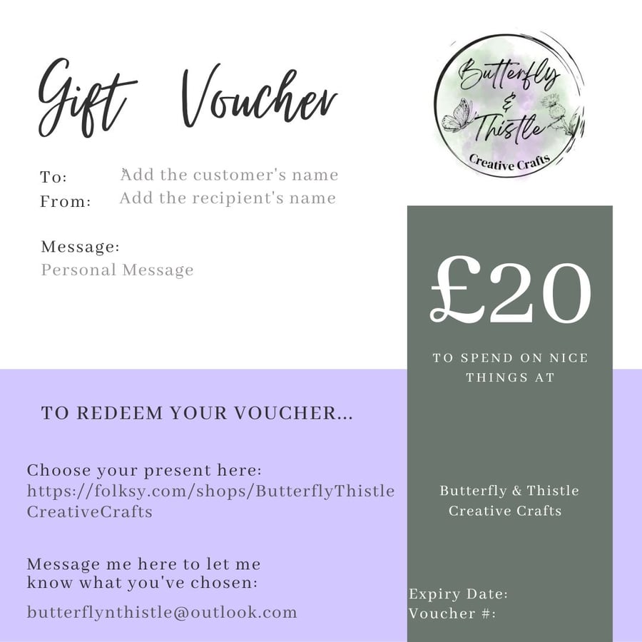 Gift Voucher from Butterfly & Thistle Creative Crafts