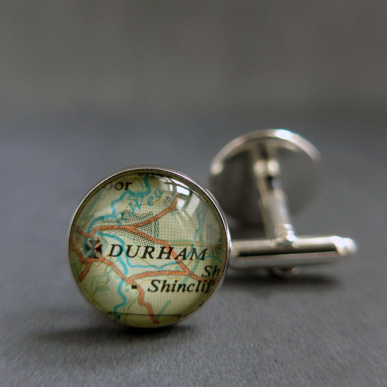 Personalised Silver Plated Map Cufflinks, Anniversary, Wedding Gift