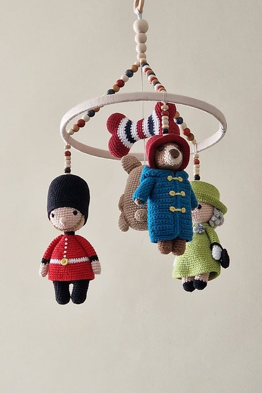 Crochet Baby Mobile - Nursery Crib Decor - London Themed