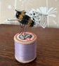 Mini Bobbinbee - Crochet Bee on a vintage wooden bobbin - Image 3