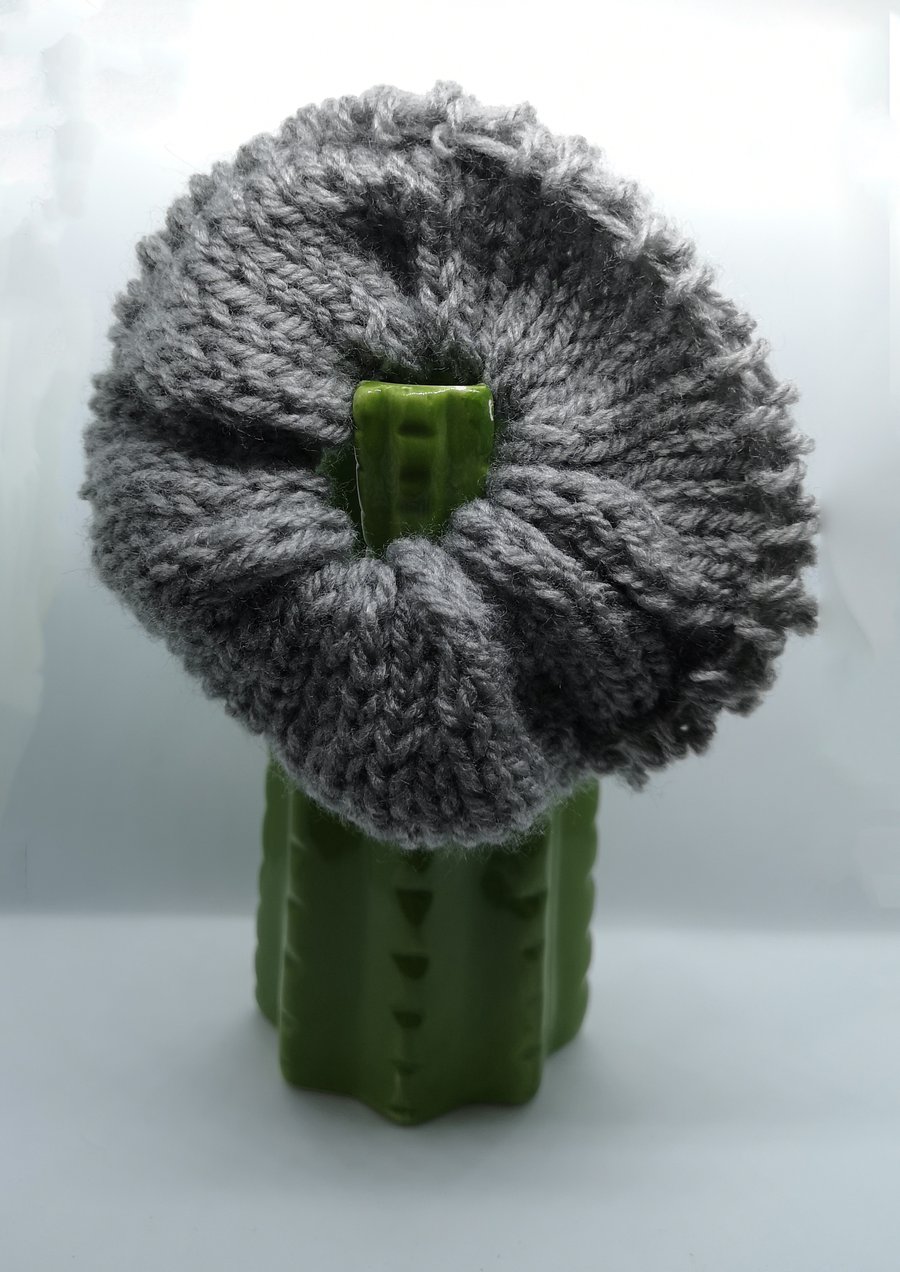 Handknitted grey scrunchie