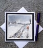 Snowy Lane. Handpainted Blank Card. Letterbox Gift. Keepsake