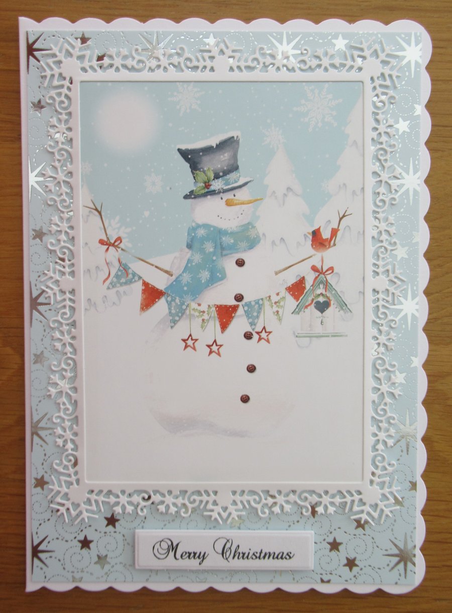 A5 Snowman with Birdhouse -  Christmas Card