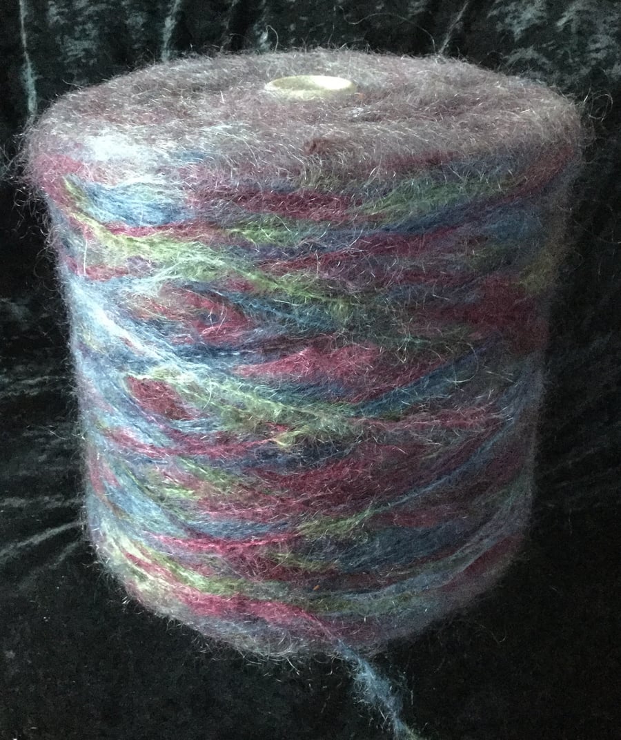 Brushed DK Mohair Multi Coloured Mauve Blue Green Grey