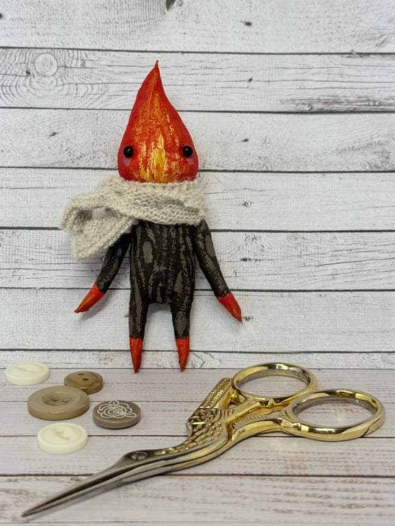 Log Fire Spirit Spun Cotton Art Doll