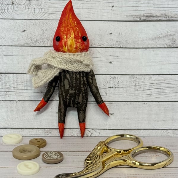 Log Fire Spirit Spun Cotton Art Doll