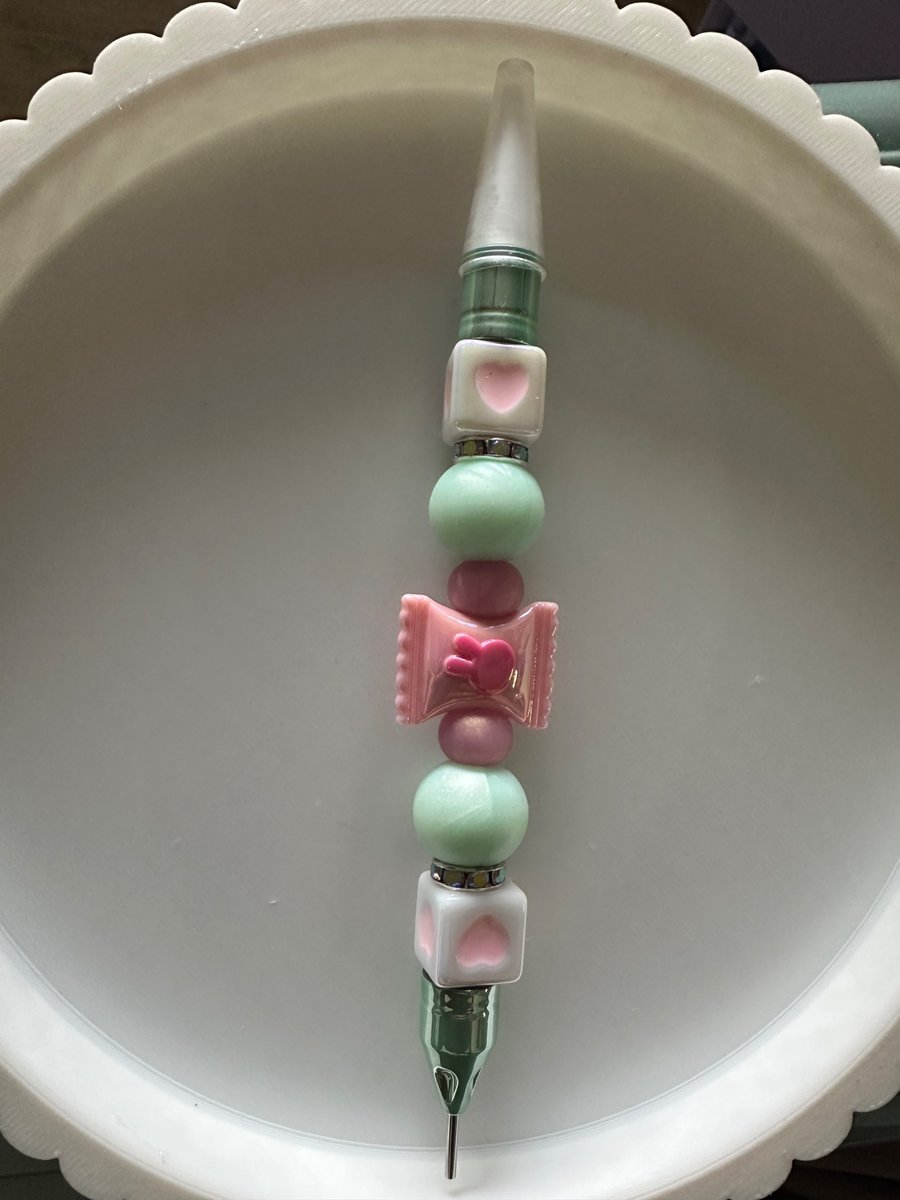 Silicone beaded Gem picker, diamond art, double ended, green and pink