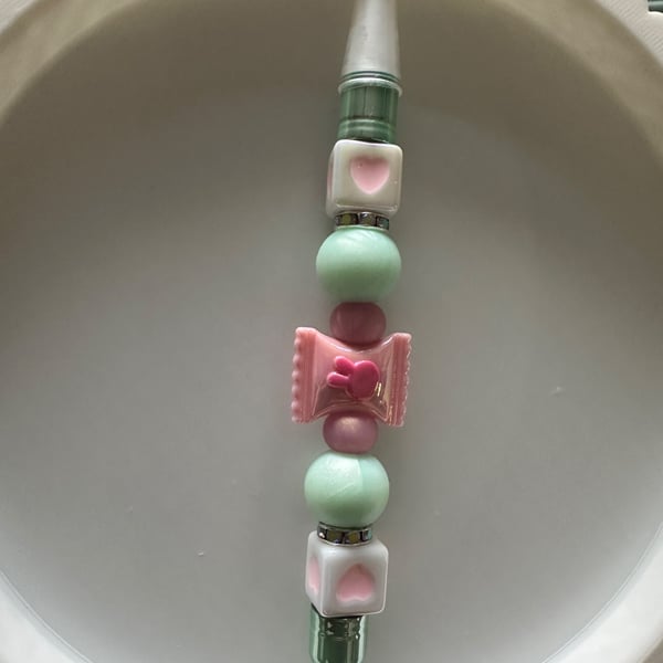 Silicone beaded Gem picker, diamond art, double ended, green and pink