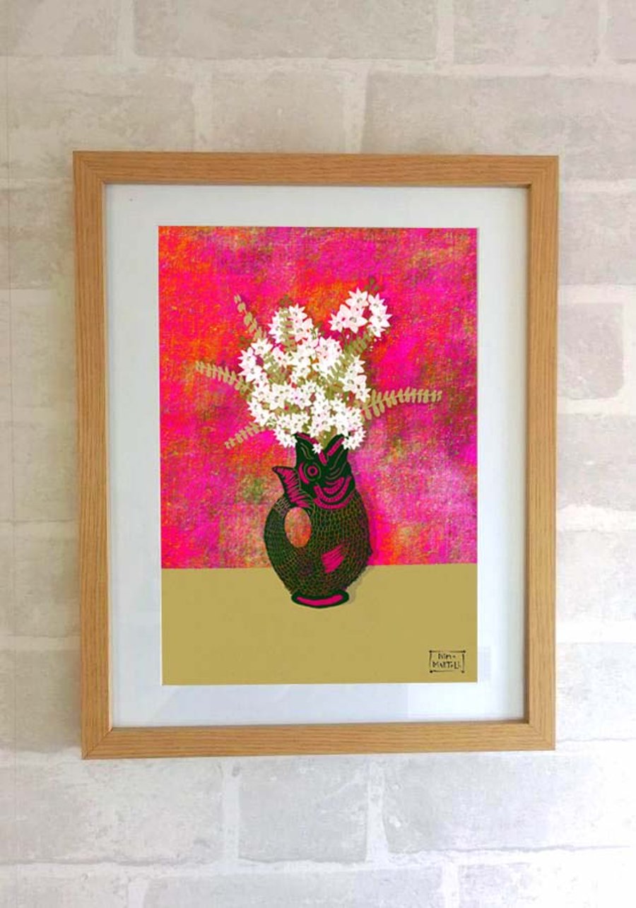 Jacobs Ladder - Flowers In Vintage Vase - Print Only by Nina Martell