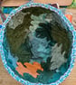 Storage Decorative Bowl, Hand Stitched in Oak Leaf Shaped Tweeds & other fabrics - Image 2