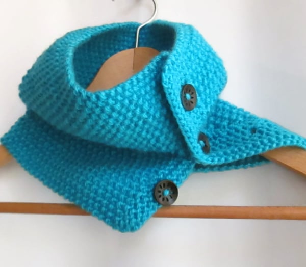 Cowl in Turquoise Aran Wool