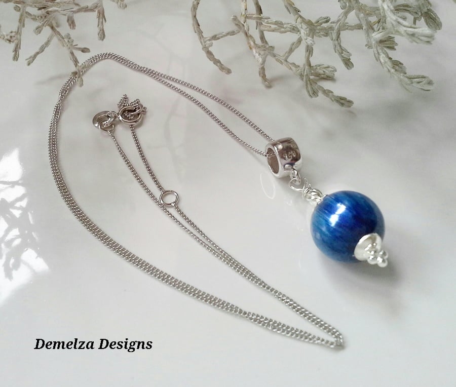 Blue Kyanite Sterling Silver Pendant and Sterling Silver Chain