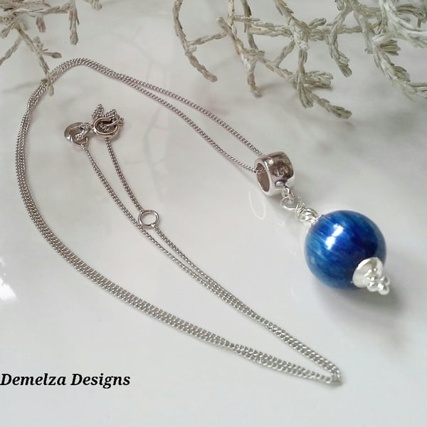 Blue Kyanite Sterling Silver Pendant and Sterling Silver Chain