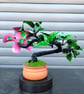 Wire Bonsai Sculpture – Pink Hibiscus Resin Flower, Botanical Art (19cm - Image 4