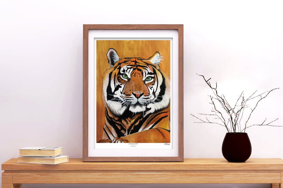 Tiger Art Print - 'Orange Glow' - A5 A4 A3 Wildlife Art Print