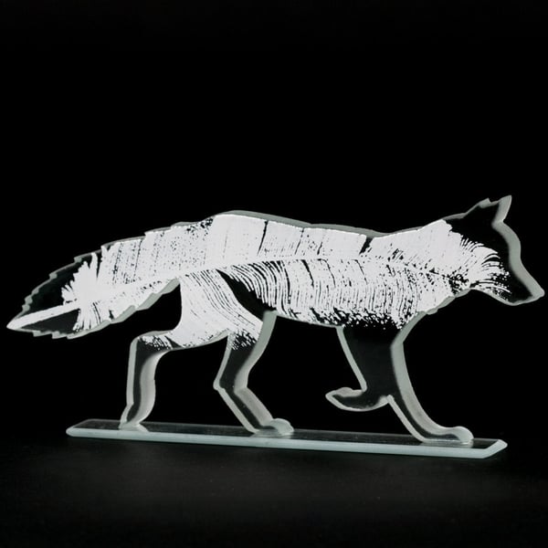 Feather Fox Glass Sculpture