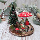 Miniature Mushroom Fairy House - Red