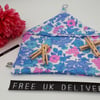 Peg bag in blue,  pink and white floral fabric,  free uk delivery . 