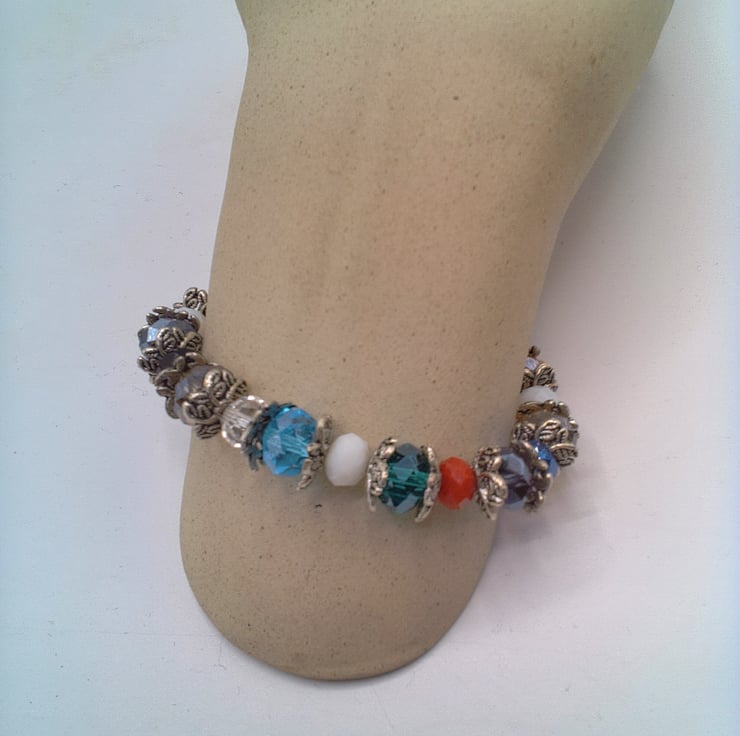 Bracelet With Multi Crystal Charm Steel