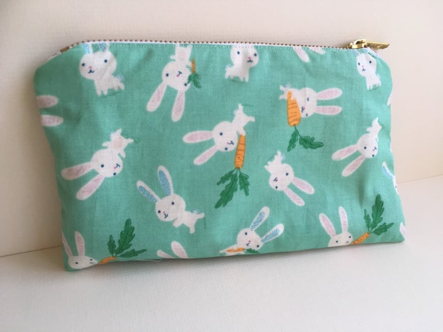Rabbit Pencil Case, Bunny Stationery, Spring, Gift, Rabbit Lover, Carrots,