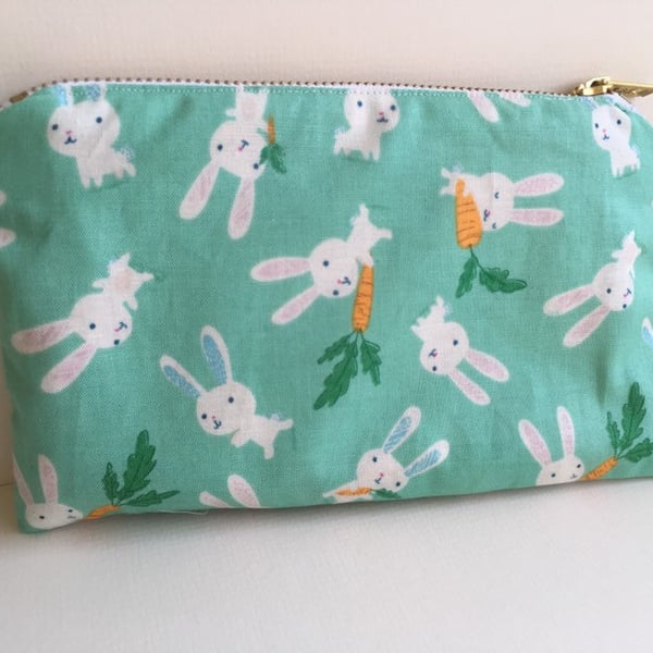 Rabbit Pencil Case, Bunny Stationery, Spring, Gift, Rabbit Lover, Carrots,