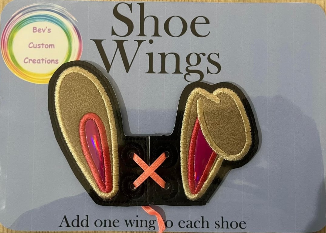 Bunny ears Wings, Embroidered shoe,boot wings. 