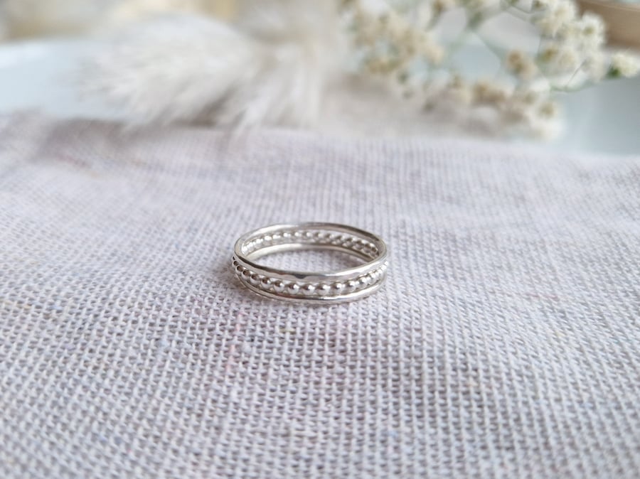 Simple sterling silver ring stack, minimalist skinny stacking rings