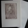 Mari Lwyd blank original etching blessings greetings card