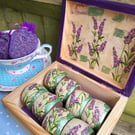 Lavender Wooden Napkin Rings,Set of 8 with Keepsake Box, Provencal Table Decor