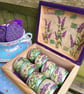 Lavender Wooden Napkin Rings,Set of 8 with Keepsake Box, Provencal Table Decor