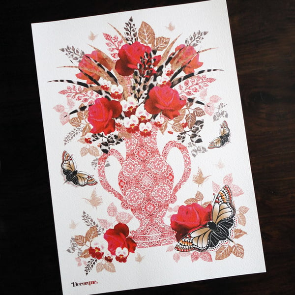 Red Rose Display A3 Art Print