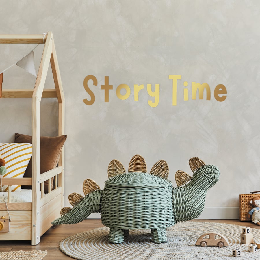Story Time - Blocky Wall Sticker: Kids Reading Nook Decal, Library Book Wall Art