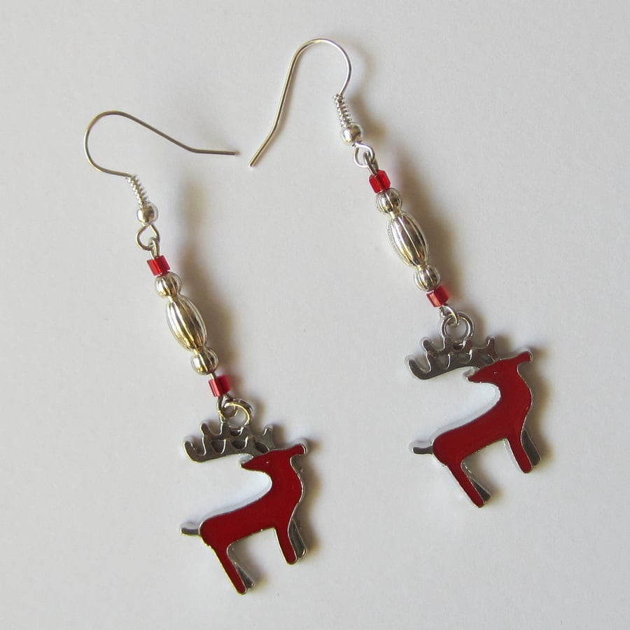 SALE Christmas Red Stag Earrings