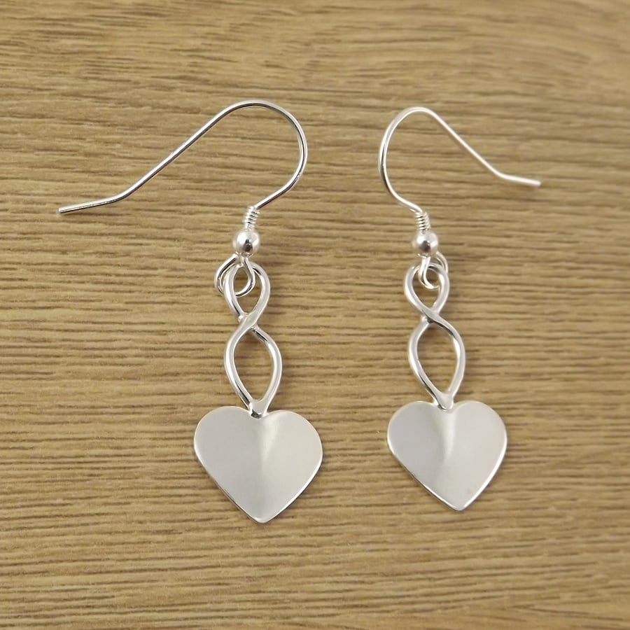 Heart Drop Earrings, Silver Celtic Jewellery, H... - Folksy