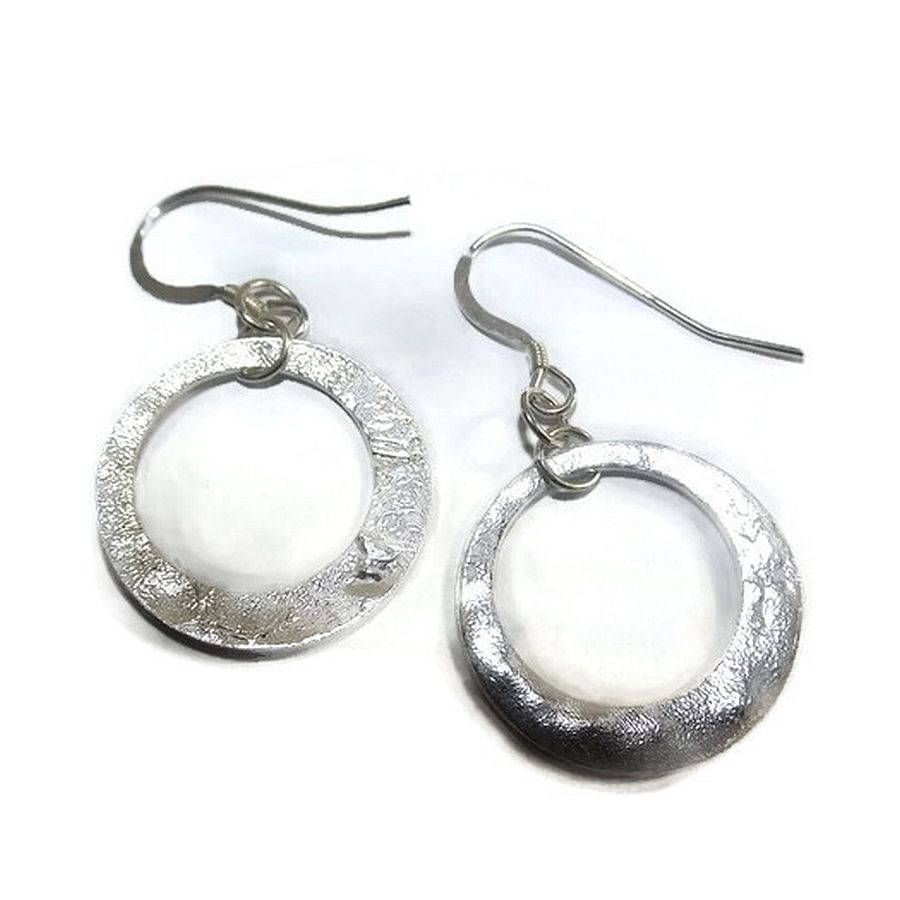 reticulated sterling silver hoop drop earrings