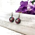 Sun fabric button dangle earrings celestial gift idea made from Liberty fabric