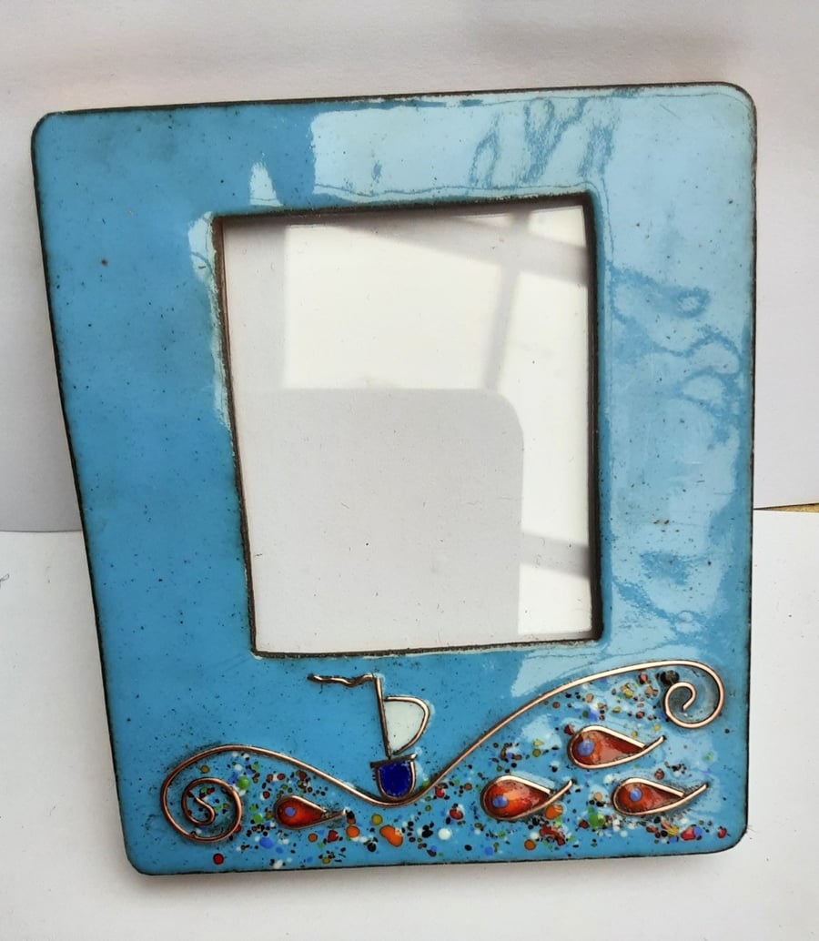 ENAMELLED PHOTO FRAME - SEASCAPE - HAND CRAFTED 