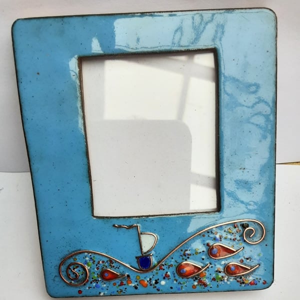 ENAMELLED PHOTO FRAME - SEASCAPE - HAND CRAFTED 