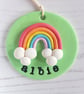 Personalised Rainbow and clouds decoration, polymer clay, personalisation - Image 4