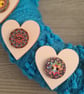 Handmade Bobbly Blue Yarn Wrapped Wreath With Wooden Heart Accents, Home Decor - Image 4