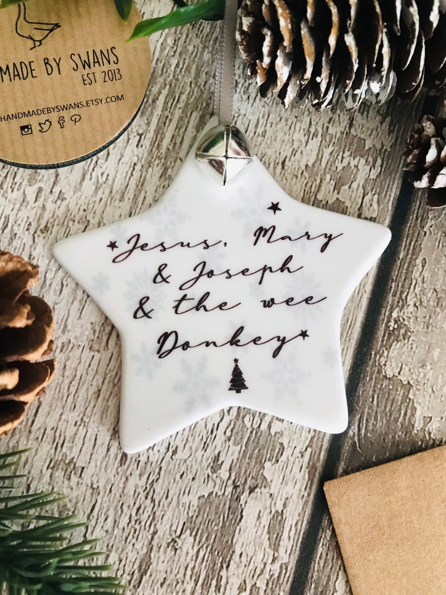 Jesus Mary and Joseph and the wee donkey bauble, ac 12 bauble, line of duty gift