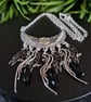 Gothic Raven Crescent Moon Necklace Witchy Crow Bib Necklace - Image 4