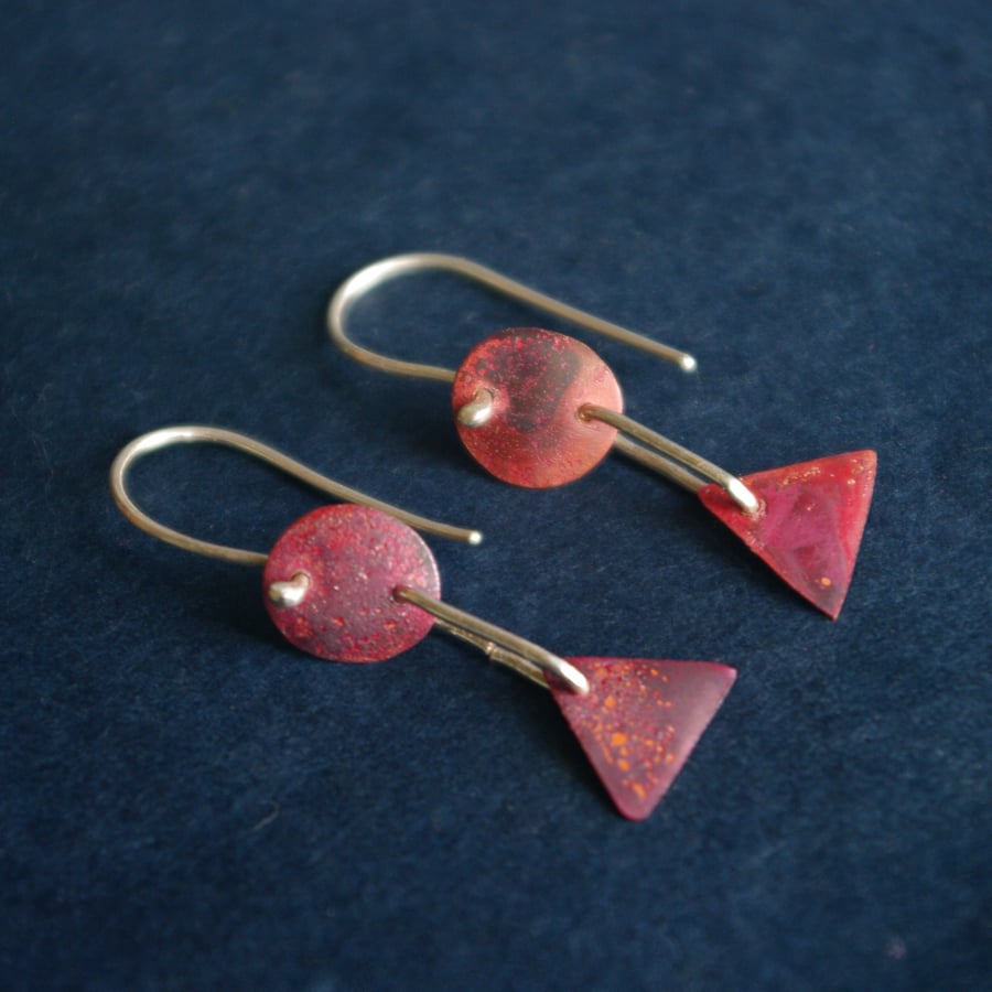  Geometric Copper Long  Dangle Earrings