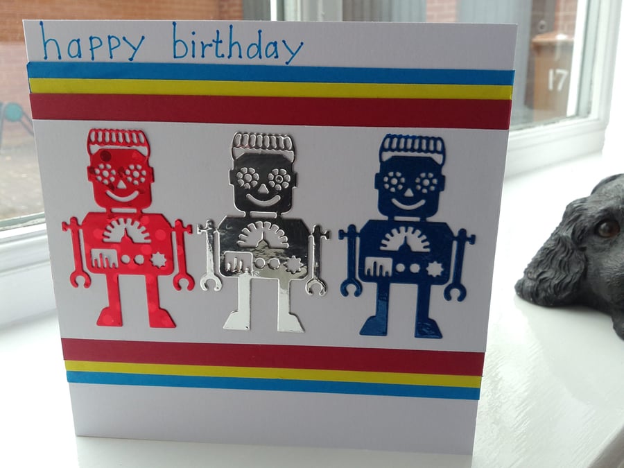 Personalised robots children's birthday card
