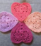 Set of 4 Crochet Heart Coasters  - Image 3