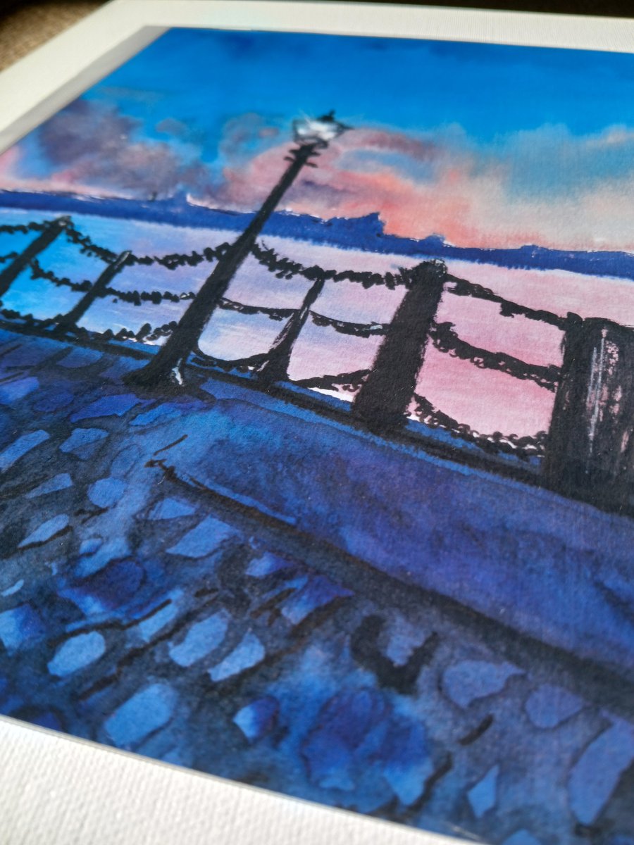 Albert docks sunset Liverpool watercolour print A5