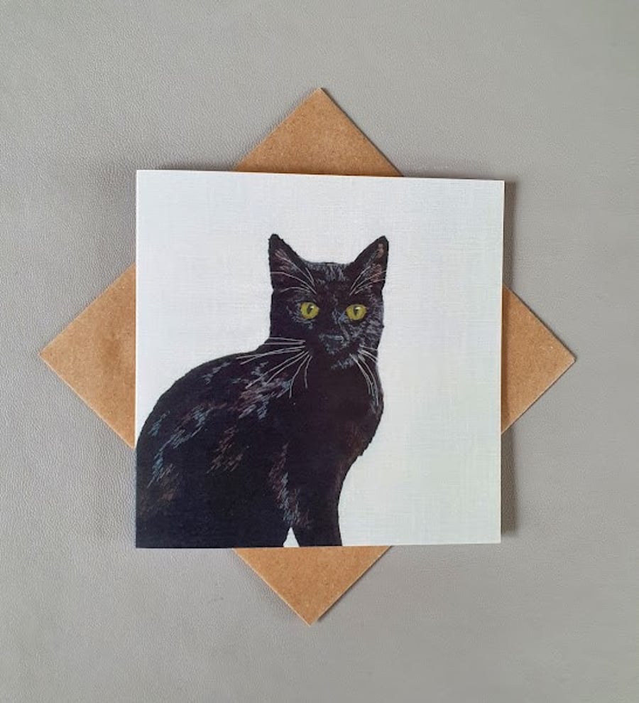 Halloween witch's black cat, Lucky Black Cat ca... Folksy