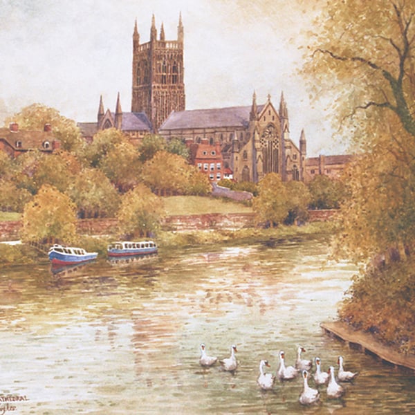 Worcester Cathedral. Signed Special Edition Print by Christopher Hughes 
